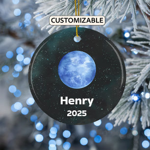 Personalised Neptune Ornament, Solar System Planet Ceramic Tree Decoration