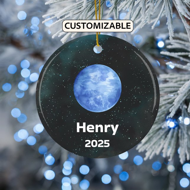 Personalised Neptune Ornament, Solar System Planet Ceramic Tree Decoration (Creator Uploaded)