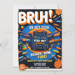 Personalised Nerf Battle Birthday Invitation