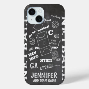 Personalised netball chalkboard iPhone 15 case