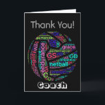 Personalised Netball Coach Thank You Card<br><div class="desc">Personalized Netball coach greeting card with word art picture design. Custom thank you card for netball player or coach.</div>