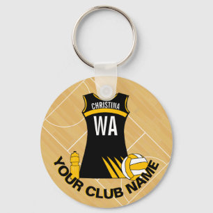 Personalised netball design netball player key ring