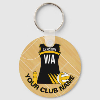 Personalised netball design netball player key ring