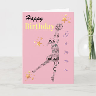 Personalised Netball Theme Birthday Card