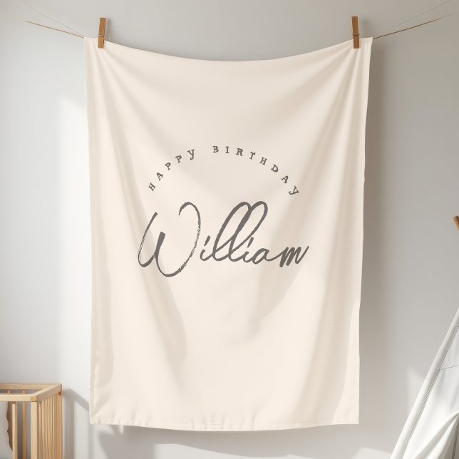 Personalised Neutral Birthday Banner Boys Tapestry (Creator Uploaded)