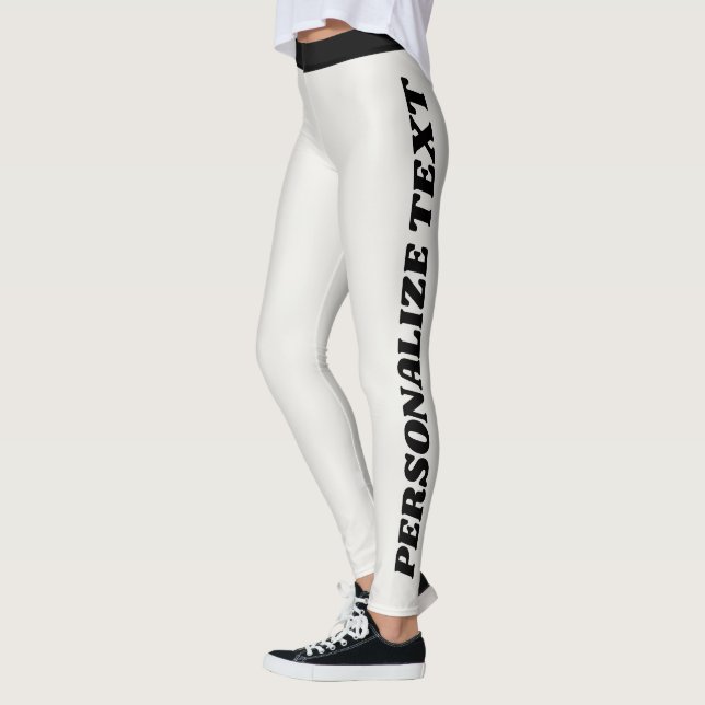 Personalised Neutral Black Custom Made Athleisure Leggings (Left)