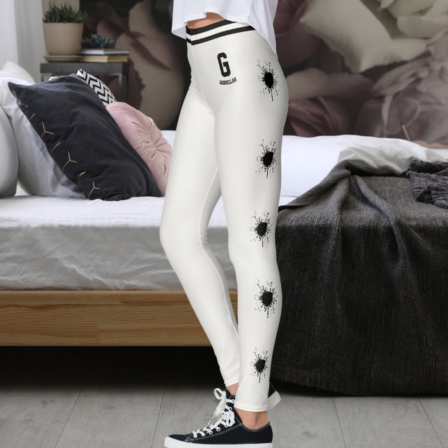 Personalised Neutral Black Pattern Splash Burst Leggings (Creator Uploaded)