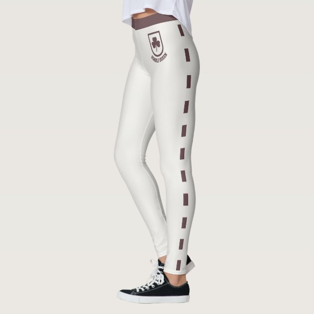 Personalised Neutral Dusty Rosewood Clover Pattern Leggings (Left)