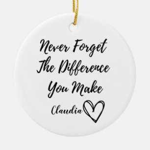 Personalised Never Forget The Difference You Make  Ceramic Tree Decoration