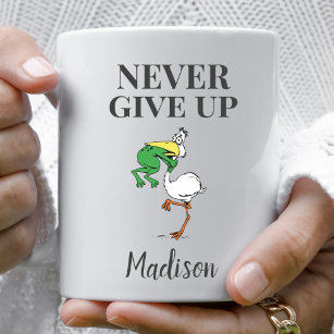 Personalised Never Give Up  Frog Bird Coffee Mug