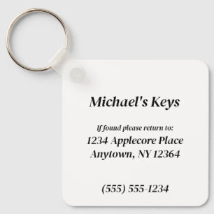 Personalised Never Lose Your Keys Information Key Ring