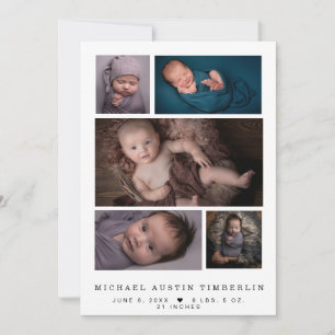 Personalised New 5-Image Baby Photo Birth Announcement
