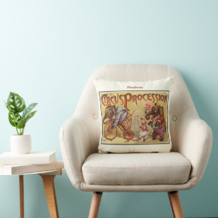 Personalised New Baby Boy's Room Circus Elephant Cushion