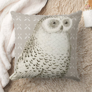 Personalised New Baby Boy's Room Yellow Grey Owl Cushion