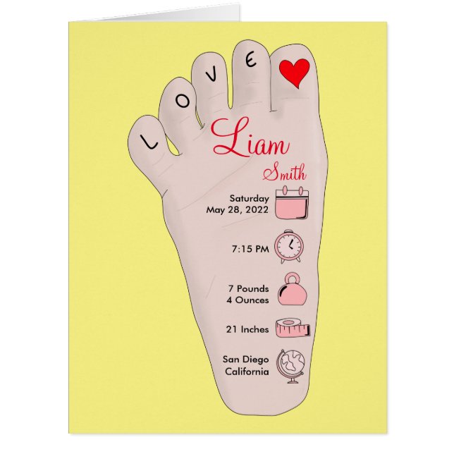 Personalised New Baby Gift Birth Stats Details (Front)