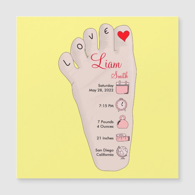 Personalised New Baby Gift Birth Stats Details (Front)