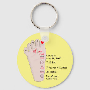 Personalised New Baby Gift Birth Stats Details Key Ring