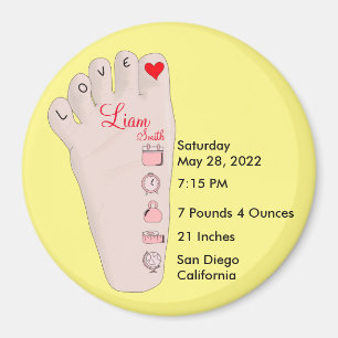 Personalised New Baby Gift Birth Stats Details Magnet
