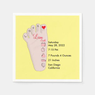 Personalised New Baby Gift Birth Stats Details Napkin