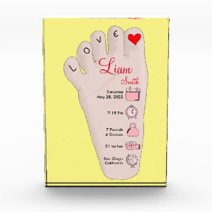 Personalised New Baby Gift Birth Stats Details Photo Block