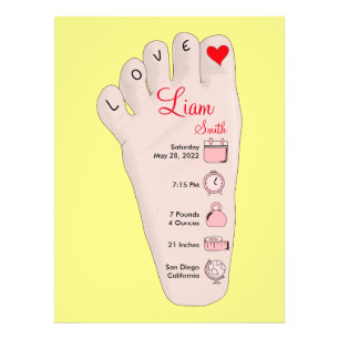 Personalised New Baby Gift Birth Stats Details Photo Print