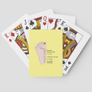 Personalised New Baby Gift Birth Stats Details Playing Cards