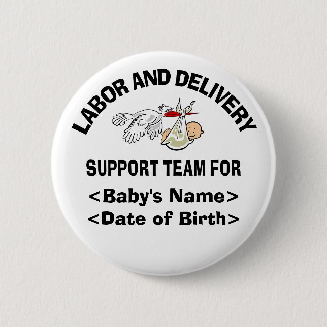 Personalised New Baby Support Team Buttons (Front)