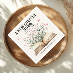 Personalised New Chapter Begins Book Baby Shower Napkin