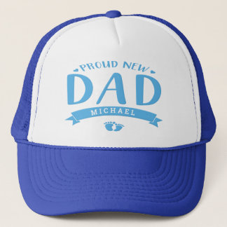 Personalised New Dad Blue Trucker Hat