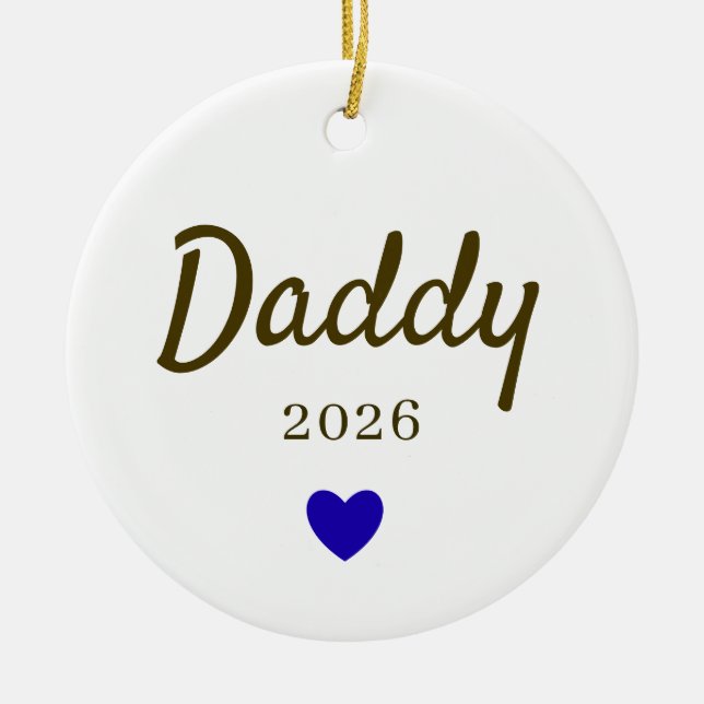 Personalised New Daddy Love Design with Year Ceramic Tree Decoration (Front)