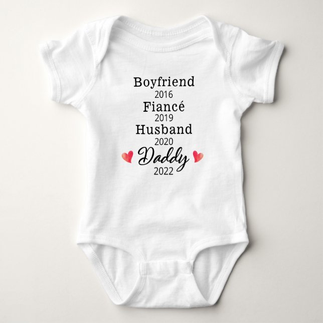 Personalised New Daddy Pregnancy Announcement Baby Bodysuit (Front)