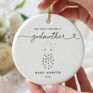 Personalised New Godmother Baby Girl Ornament