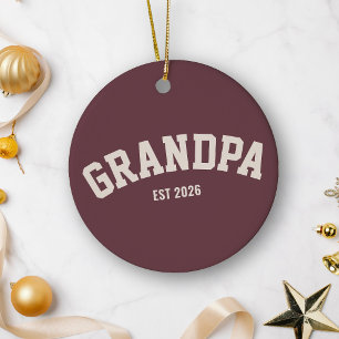 Personalised New Grandpa Est Date Father's Day Red Ceramic Tree Decoration