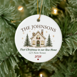 Personalised New Home Christmas Ceramic Tree Decoration