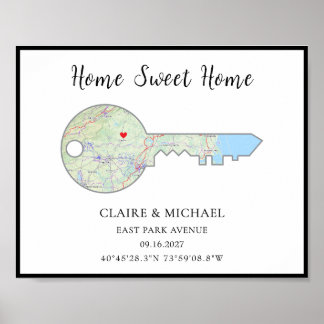 Personalised New Home Location Map Housewarming Poster