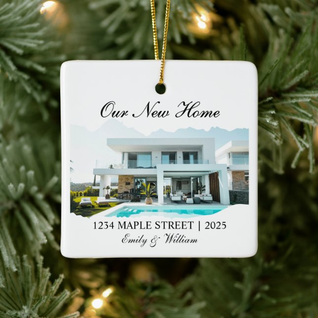 Personalised New House Ornament, Realtor Gift Idea Ceramic Ornament (Tree)