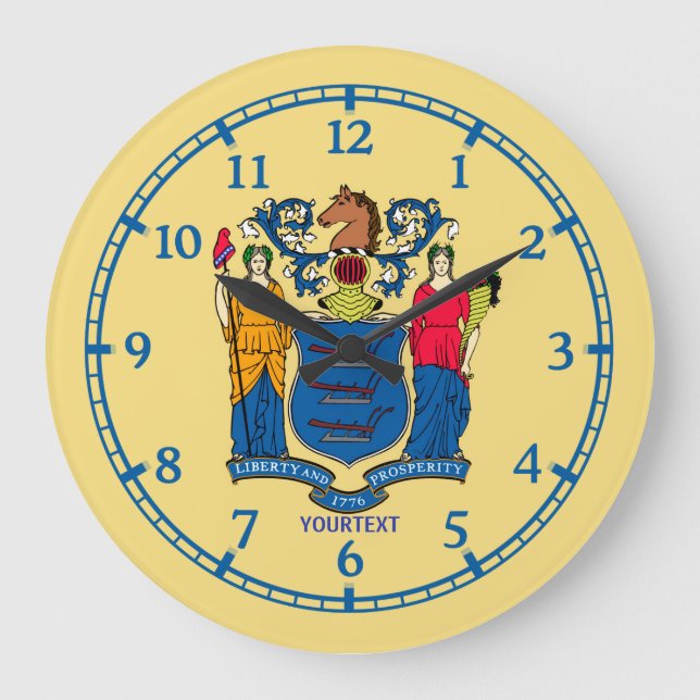 Personalised New Jersey State Flag Design on a Large Clock (Front)