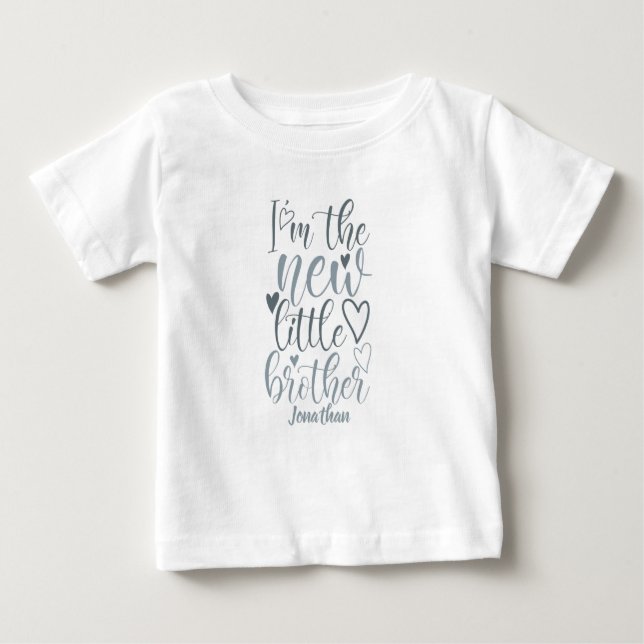 Personalised New Little Brother Blue Baby T-Shirt (Front)