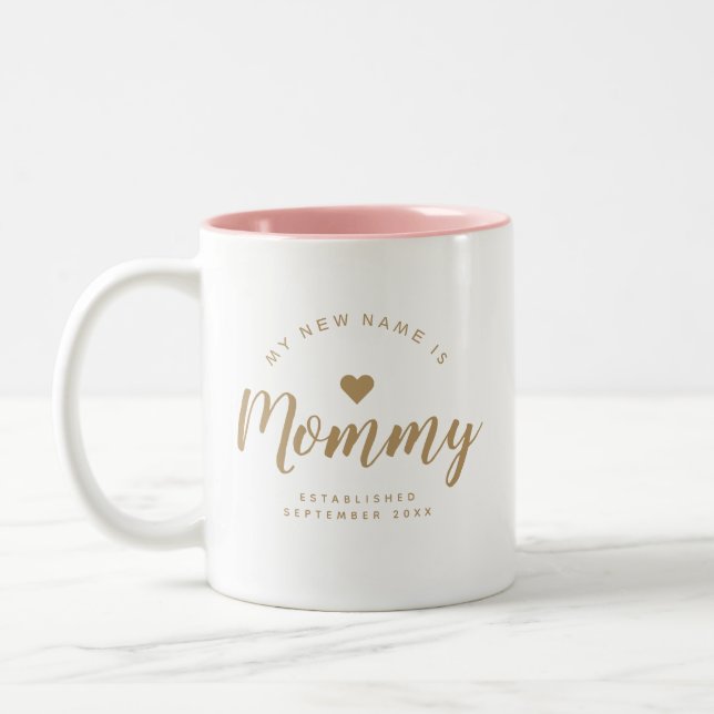 Personalised New Mum Baby Announcement Two-Tone Coffee Mug (Left)
