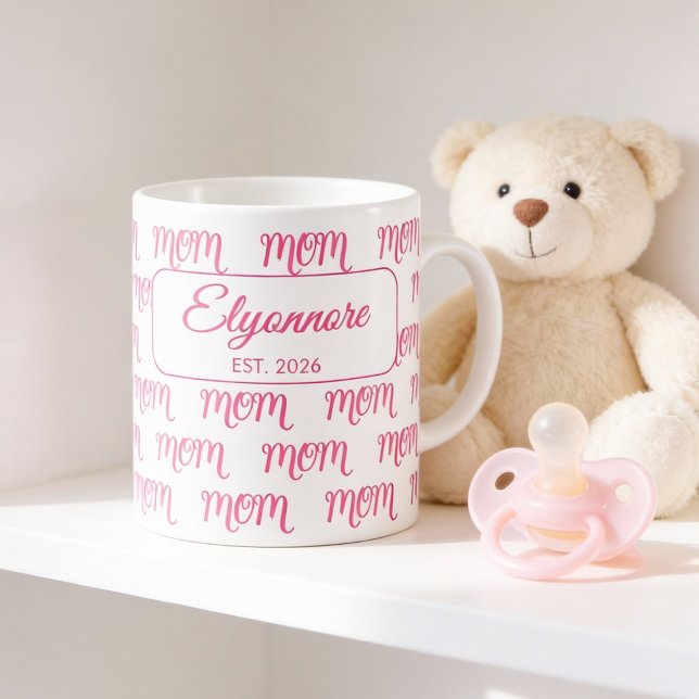 Personalised New Mum Established Pink Name Coffee Mug (Creator Uploaded)