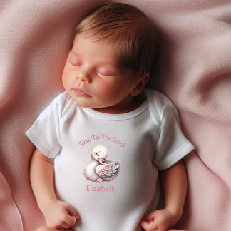 Personalised New To The Flock - Swan Baby Bodysuit