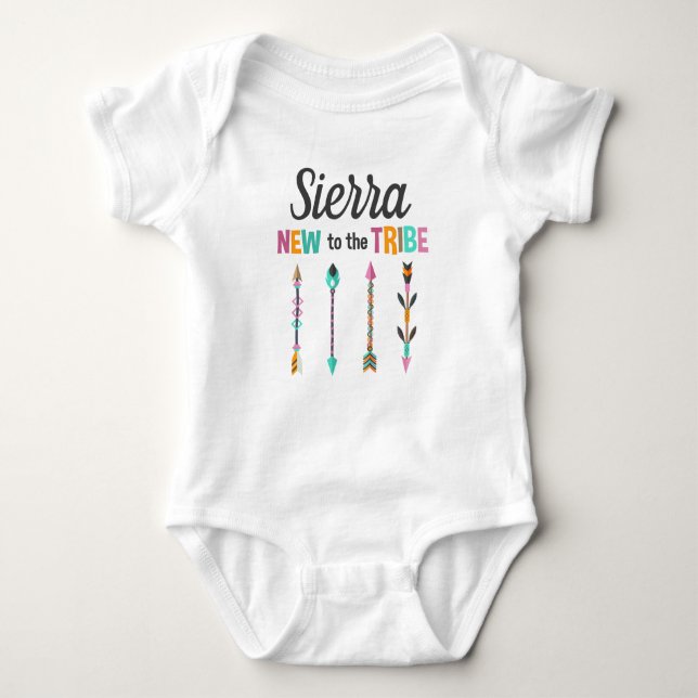 Personalised New To The Tribe Native American Baby Bodysuit (Front)