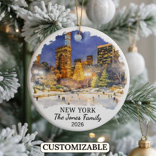 Personalised New York City, Custom New York Ceramic Tree Decoration