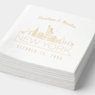 Personalised New York Napkins Gold Foil
