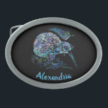 PERSONALISED NEW ZEALAND KIWI PAUA  BELT BUCKLE<br><div class="desc">Customizable - add your own name.

Classic New Zealand flightless bird - the Kiwi - and a native fern,  in the vibrant colors of the Paua shell.</div>
