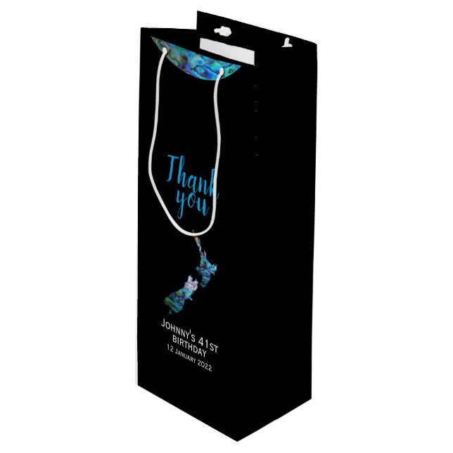 PERSONALISED NEW ZEALAND KIWI PAUA WINE GIFT BAG (Front Angled)