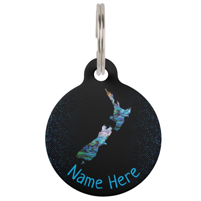 PERSONALISED NEW ZEALAND MAP PET TAG (Front)