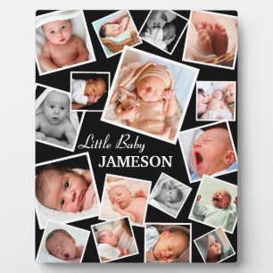 Personalised Newborn Baby 17 Photo Gift Plaque