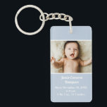 Personalised Newborn photo birth announcement  Key Ring<br><div class="desc">Cherish your little one’s arrival with the Personalised Newborn Photo Birth Announcement Keepsake Keychain. This adorable baby shower giveaway features your baby’s photo and details,  making it a heartfelt memento for family and friends.</div>