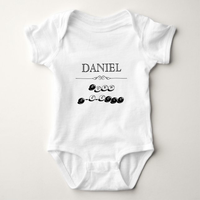 Personalised Newborn Shirt with Name and Birthdate (Front)